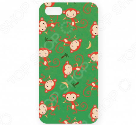 Чехол для iPhone 5 Mitya Veselkov «Красные обезьянки на зеленом»