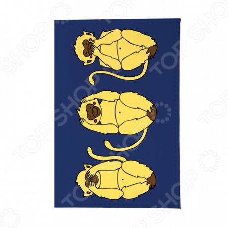 Обложка для автодокументов Mitya Veselkov «Три мудрых обезьяны на синем»