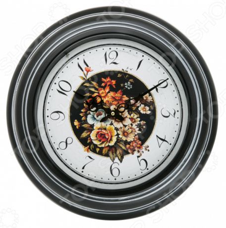 Часы настенные Mitya Veselkov «Цветы на черном»