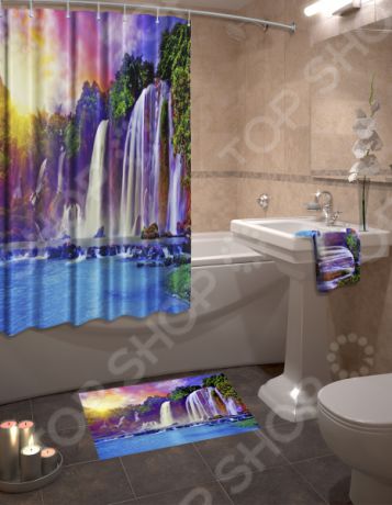 Набор для ванной комнаты: шторка и коврик ТамиТекс «Водопад»
