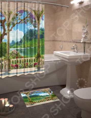 Набор для ванной комнаты: шторка и коврик ТамиТекс «Гавань»
