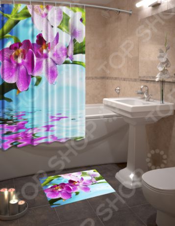 Набор для ванной комнаты: шторка и коврик ТамиТекс «Донна»
