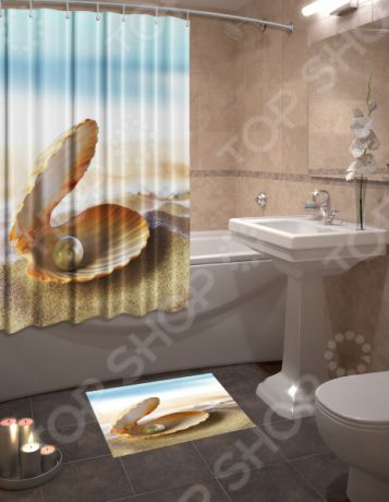 Набор для ванной комнаты: шторка и коврик ТамиТекс «Жемчужина»