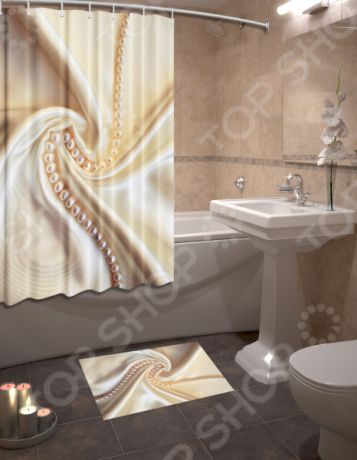 Набор для ванной комнаты: шторка и коврик ТамиТекс «Шелк»
