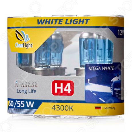 Комплект автоламп галогенных ClearLight WhiteLight H4 12V-60/55W