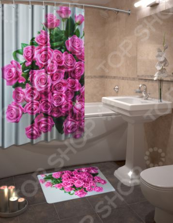 Набор для ванной комнаты: шторка и коврик ТамиТекс «Презент»