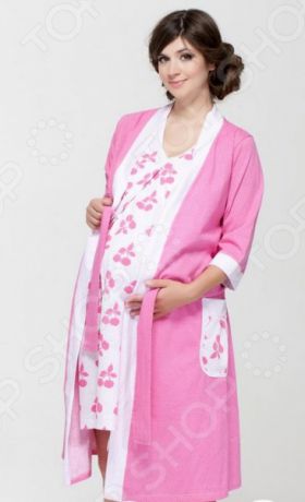 Комплект: халат и сорочка для беременных Nuova Vita 336.1. Цвет: розовый