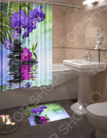Набор для ванной комнаты: шторка и коврик ТамиТекс «Аура»