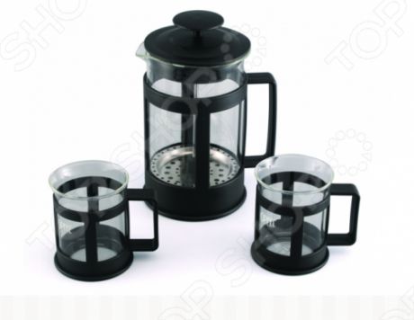 Набор: чайник заварочный с поршнем и 2 кружки для кофе Gipfel GLACIER-SEVILLA 7440