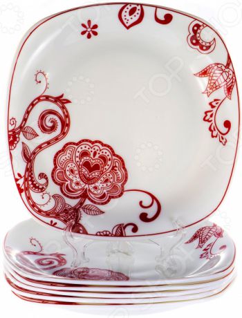 Набор тарелок OlAff «Красные цветы»