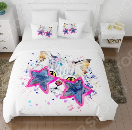 Комплект постельного белья Сирень «Звездный кот»