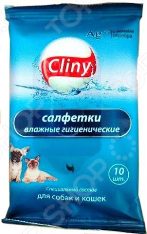 Салфетки влажные гигиенические для собак и кошек Cliny К101