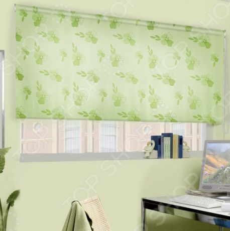 Рулонная штора Эскар «Эдельвейс». Цвет: зеленый