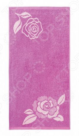 Полотенце махровое Aquarelle «Розы вид 1». Цвет: нежно-розовый, орхидея