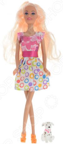 Кукла Toys Lab «Блондинка в розово-белом платье: Прогулка с щенком»