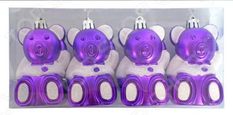 Набор елочных украшений Новогодняя сказка «Мишка фиолетовый»
