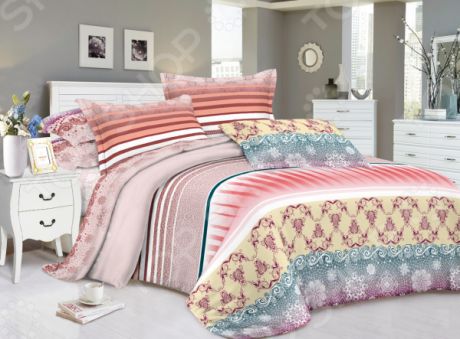 Комплект постельного белья «Уютный сон». Евро. Рисунок: розовая заря