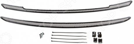 Комплект внешних сеток на бампер Arbori для LADA Granta седан, 2011-2014. Цвет: черный
