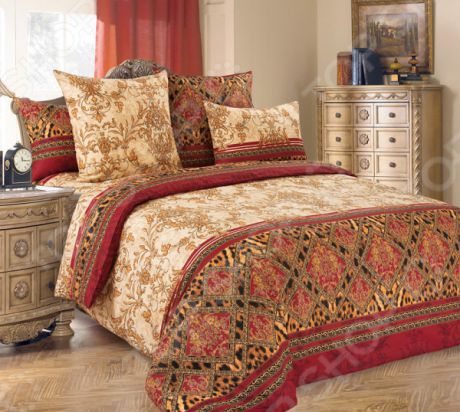 Комплект постельного белья Королевское Искушение «Императрица». 1,5-спальный. Цвет: красный