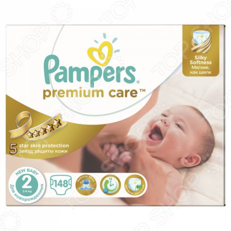 Подгузники Pampers Premium Care 3-6 кг, размер 2, 148 шт.