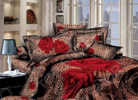 Комплект постельного белья с эффектом 3D «Красная роза». 1,5-спальный