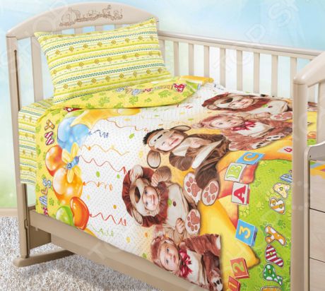 Ясельный комплект постельного белья Бамбино с компаньоном «Детский праздник»