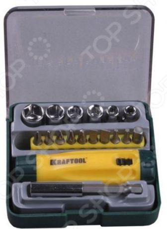 Отвертка реверсивная с битами, адаптером и торцевыми головками Kraftool Expert 26143-H18