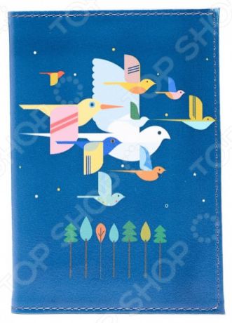 Обложка для паспорта кожаная Mitya Veselkov «Птицы на синем»