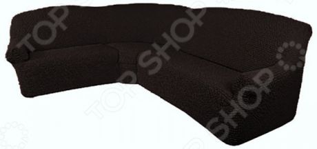 Натяжной чехол на классический угловой диван Еврочехол Еврочехол «Микрофибра. Черный шоколад»