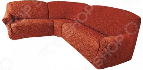 Натяжной чехол на классический угловой диван Еврочехол Еврочехол «Микрофибра. Терракотовый»