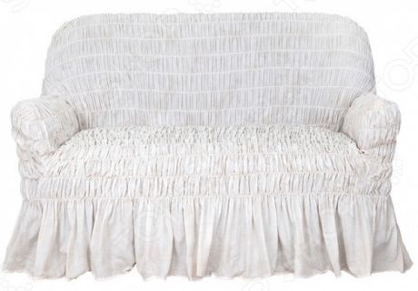 Натяжной чехол на двухместный диван Еврочехол Еврочехол «Фантазия. Белый мрамор»
