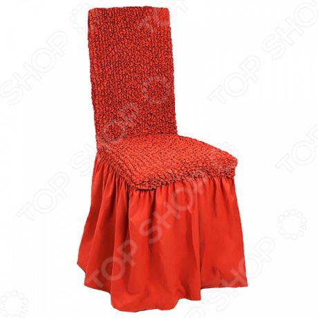 Натяжной чехол на стул с юбкой Еврочехол «Микрофибра. Терракотовый»