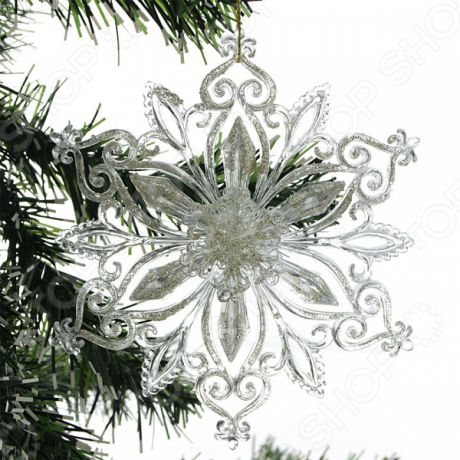 Новогоднее украшение Crystal Deco «Снежинка с глиттером». В ассортименте