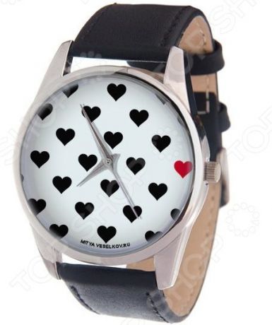 Часы наручные Mitya Veselkov «Черные сердечки на белом»