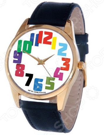 Часы наручные Mitya Veselkov «Цветные числа». Цвет корпуса: золотистый