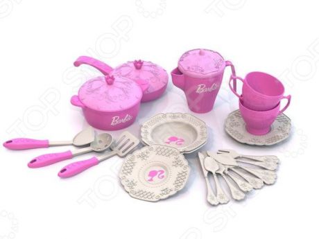 Игровой набор для девочки Нордпласт «Кухонная и чайная посудка. Барби» 639