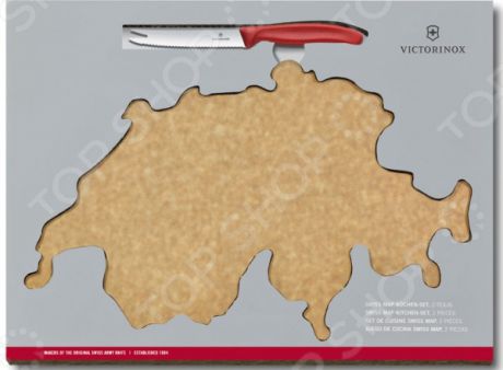 Набор: нож для овощей и сыра и доска разделочная Victorinox Swiss Map 6.7191.CH