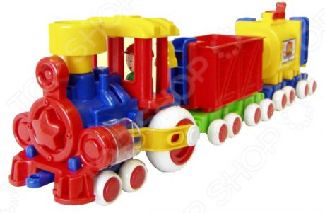 Паровозик игрушечный Форма с 2 вагонами «Ромашка»