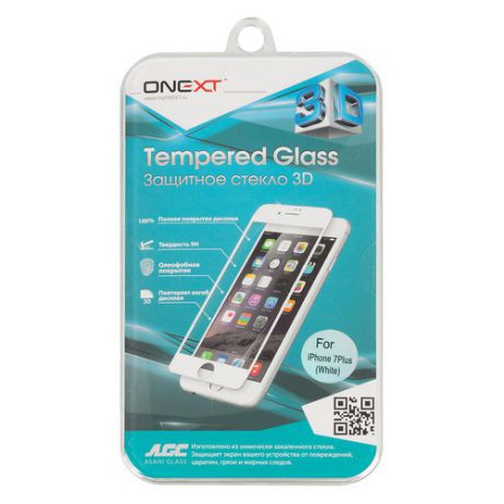 Защитное стекло для экрана ONEXT 3D для Apple iPhone 7 Plus, 1 шт, белый [41160]