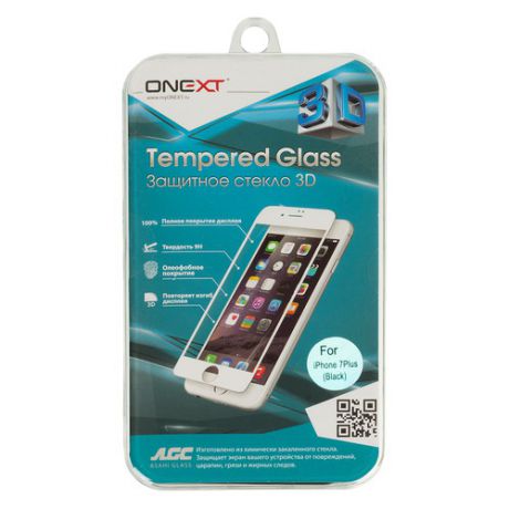 Защитное стекло для экрана ONEXT 3D для Apple iPhone 7 Plus, 1 шт, черный [41161]