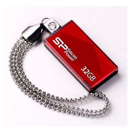 Флешка USB SILICON POWER Touch 810 32Гб, USB2.0, красный [sp032gbuf2810v1r]