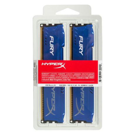 Модуль памяти KINGSTON HyperX FURY Blue Series HX316C10FK2/8 DDR3 - 2x 4Гб 1600, DIMM, Ret