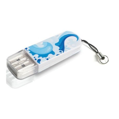 Флешка USB VERBATIM Mini Elements Edition 16Гб, USB2.0, белый и рисунок [49407]