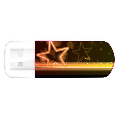 Флешка USB VERBATIM Mini Neon Edition 32Гб, USB2.0, оранжевый и рисунок [49388]