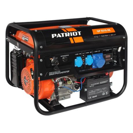 Бензиновый генератор PATRIOT GP 6510AE, 220 В, 5.5кВт [474101580]