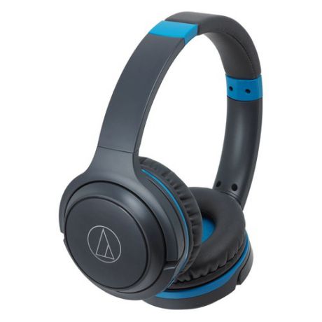 Гарнитура AUDIO-TECHNICA ATH-S200BT, накладные, черный/синий, беспроводные bluetooth