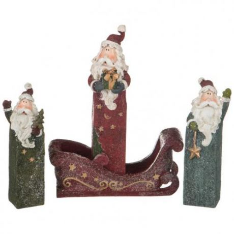 Набор декоративных фигурок Lefard, Три Дед Мороза на санях, 4 шт