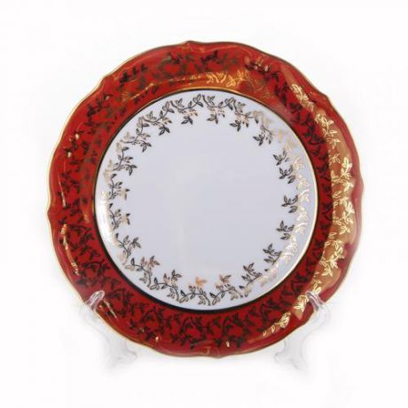 Набор тарелок обеденных Bavarian porcelain, Лист красный, 6 предметов