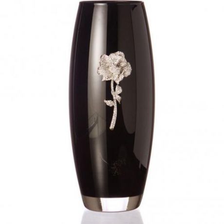 Ваза для цветов Арти-М, Флора черная, 26 см, серебряная роза