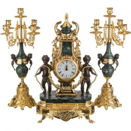 Комплект часы и подсвечники Olympus Brass, 3 предмета